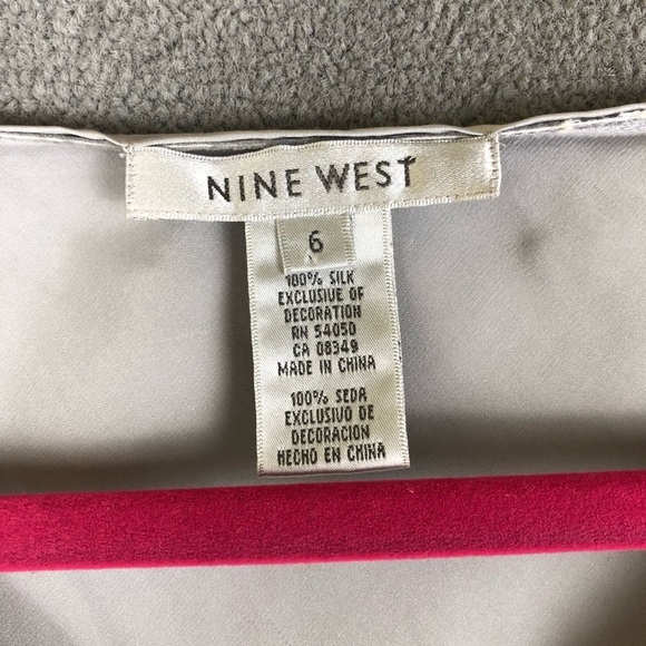 Nine West Y2K 100% Silk Silver gray Beaded V Neck Top - Picture 4 of 8